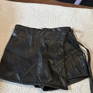 Celebrity Pink Black Faux Leather Skort
